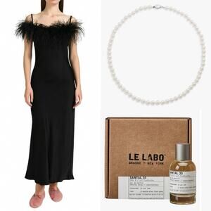 NWT - Sleeper Black Feathered Boheme Slip Dress